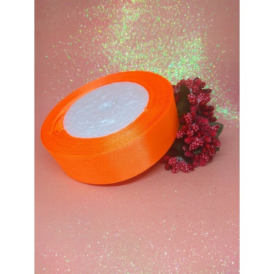 ОПТ Ленты атласные однотонные 2,5 см*25 ярдов цв. ярко-оранжевый, цена за катушку